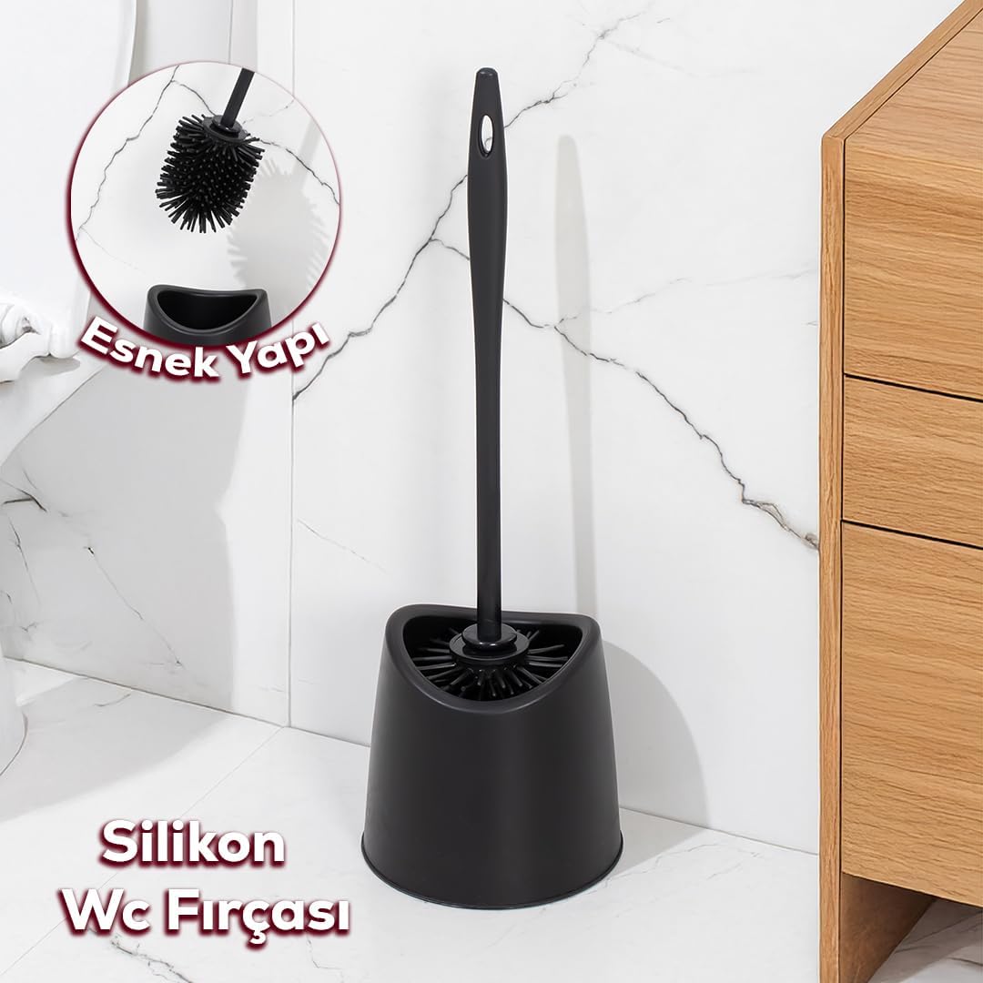 SB-776 Silikon Wc Tuvalet Banyo Fırçası Klozet Fırçası Siyah