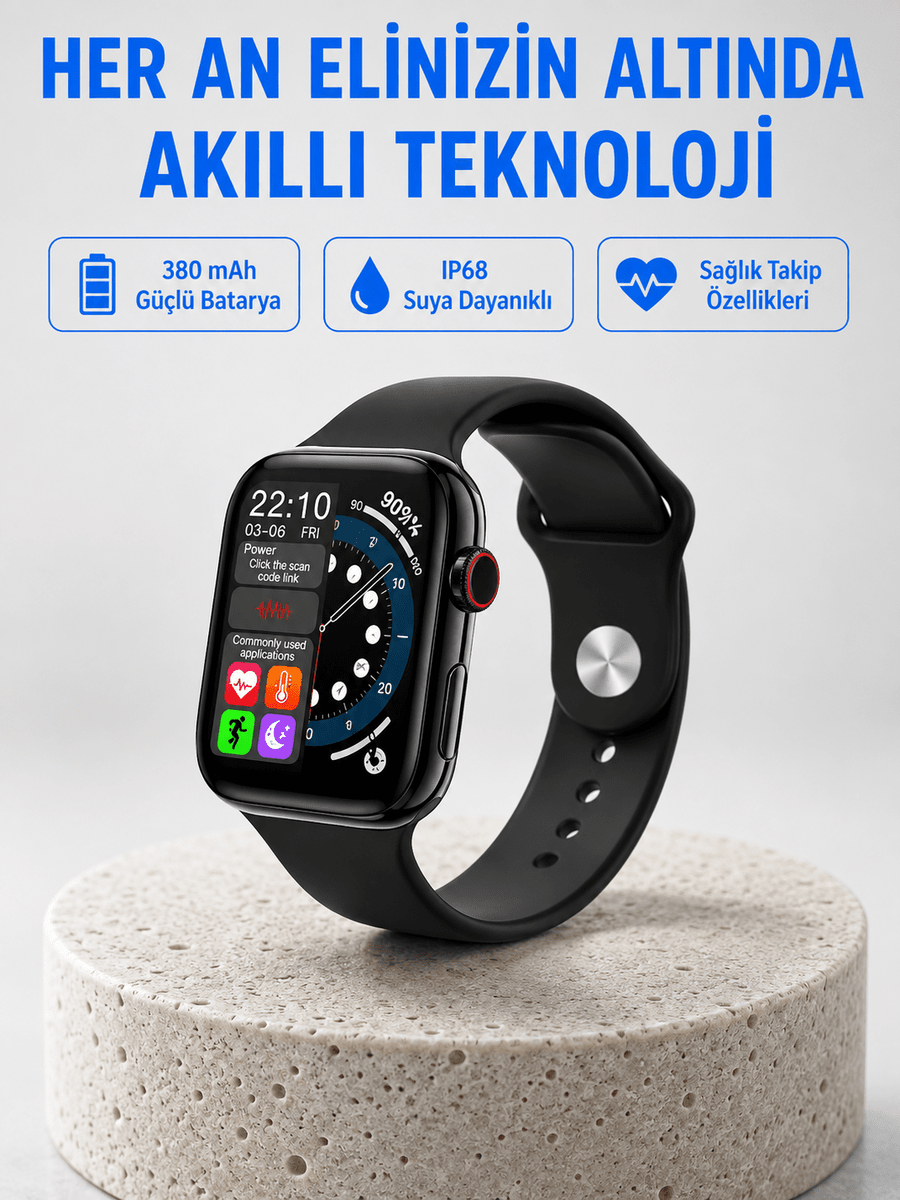 Yüksek Çözünürlüklü 1.9" Akıllı Saat – 5-6 Gün Aktif Kullanım, Şık ve Modern Tasarım