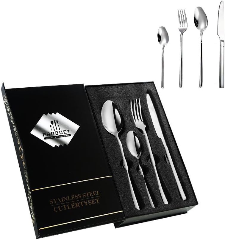 Çelik 24 Parça 6 Kişilik Gri Yemek Kaşık Çatal Bıçak Set cin739by