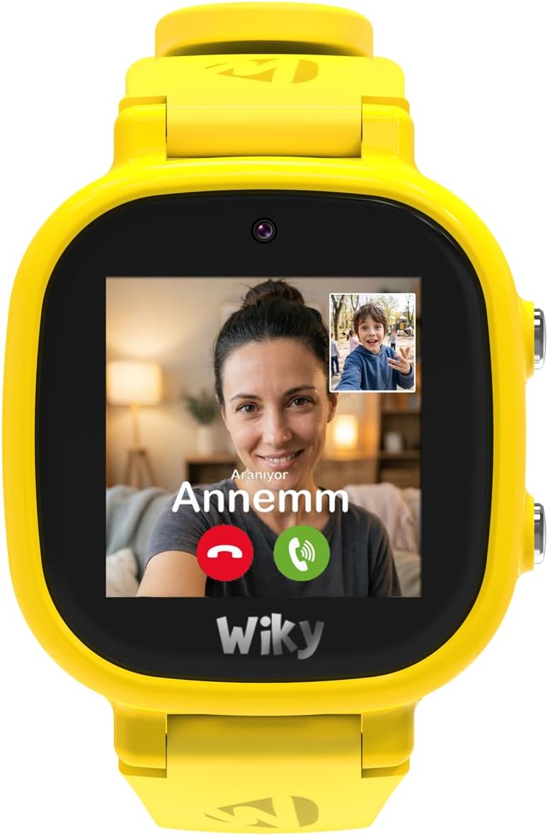 Watch 5E eSimli Akıllı Çocuk Saati Görüntülü ve Sesli Arama, GPS, SOS, Konum Takibi, Güvenli Liste, 112 Acil, Gorilla Glass Dokunmati Renkli Ekran (Tüm Operatörler eSIM) (Sarı)