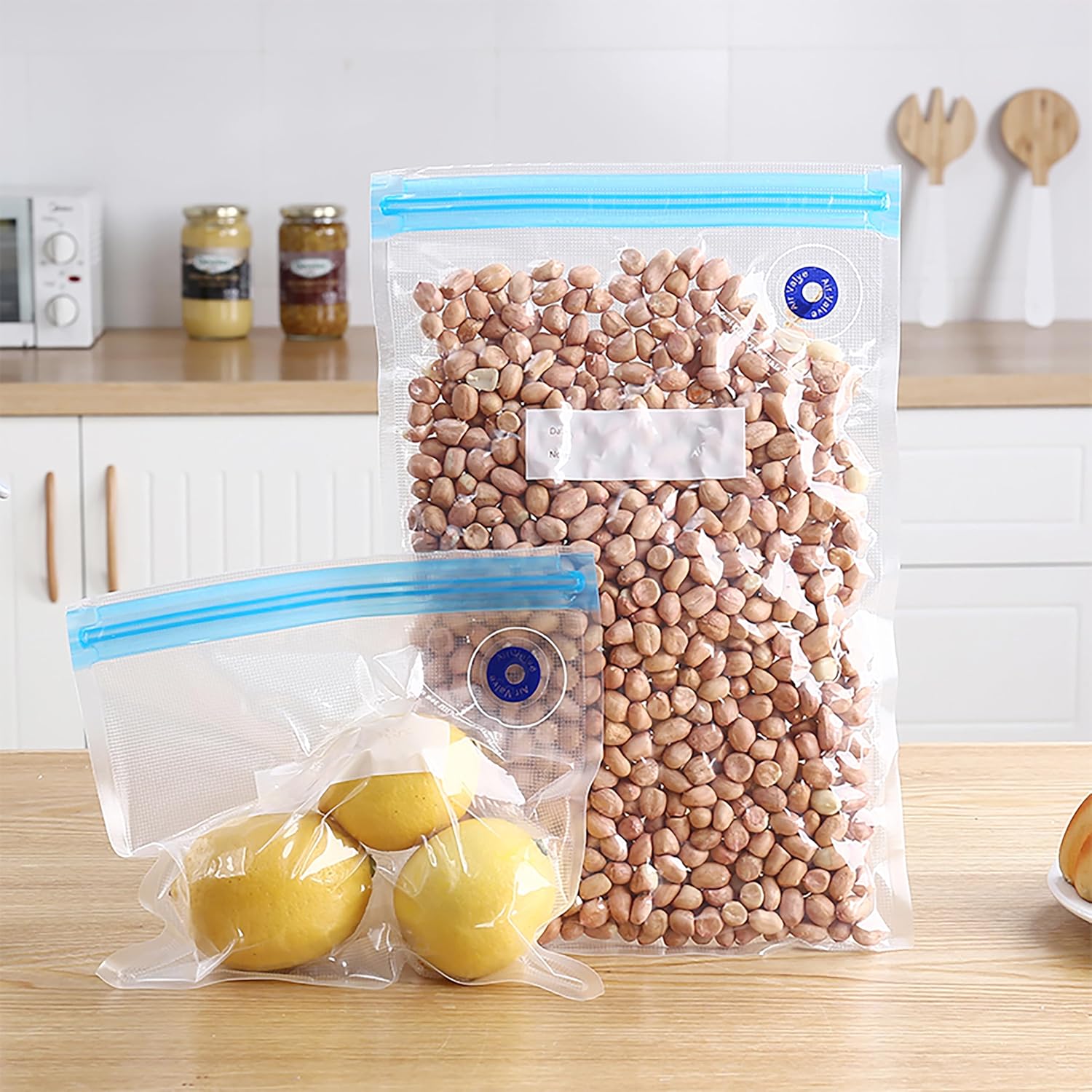 Vakumlu Gıda Saklama Poşeti Seti 30 Parça (10x22x21 cm + 10x26x28 cm + 10x26x34 cm) | El Pompalı Vakum Torbası, Tekrar Kullanılabilir, BPA İçermez, Dondurucu ve Sous Vide Uyumlu