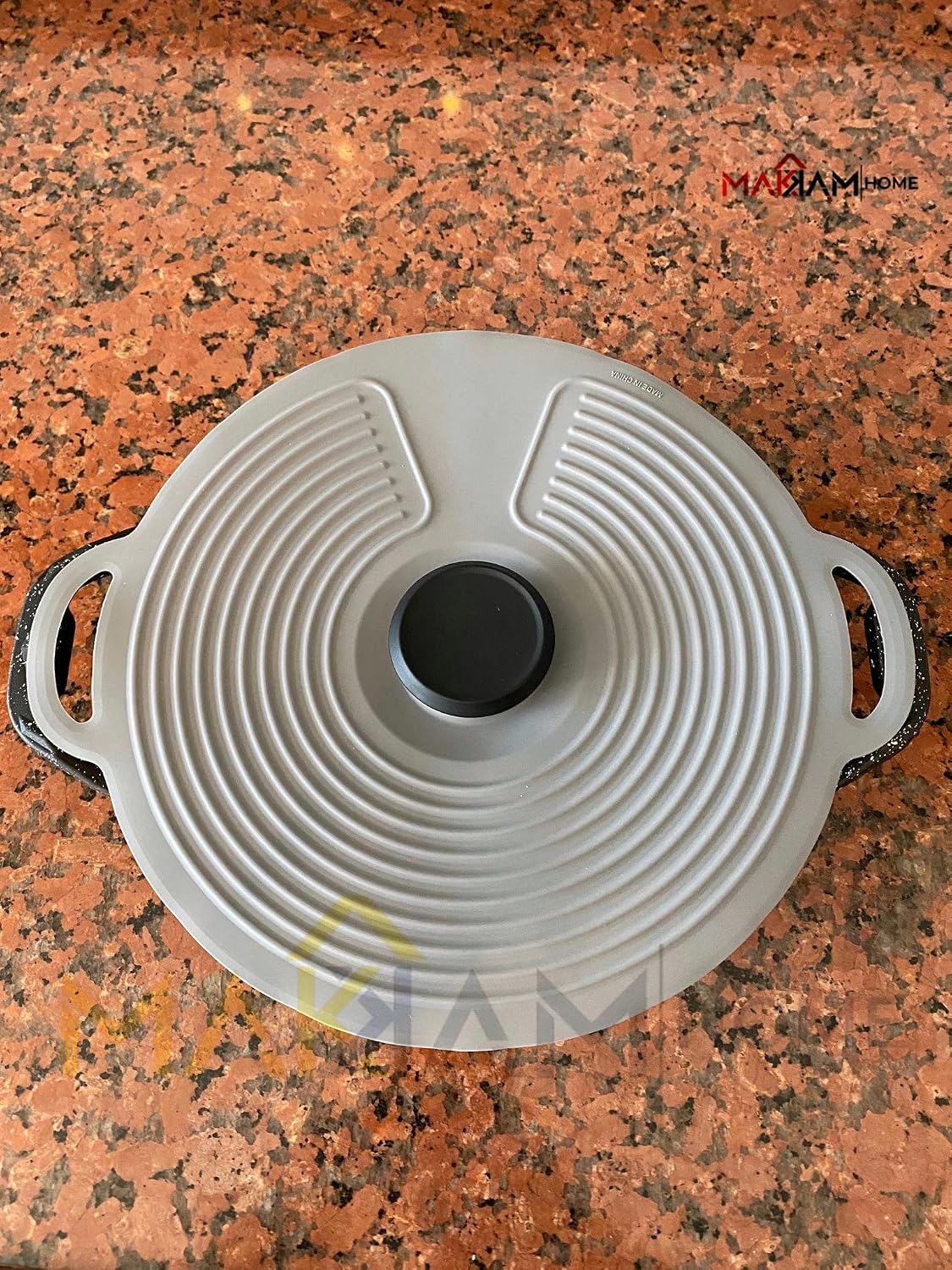 Silikon Tencere Kapağı, Tava Kapağı, Isı Koruyucu, Vakumlu kapak, Muhafaza kapağı (Gri, 28Cm)
