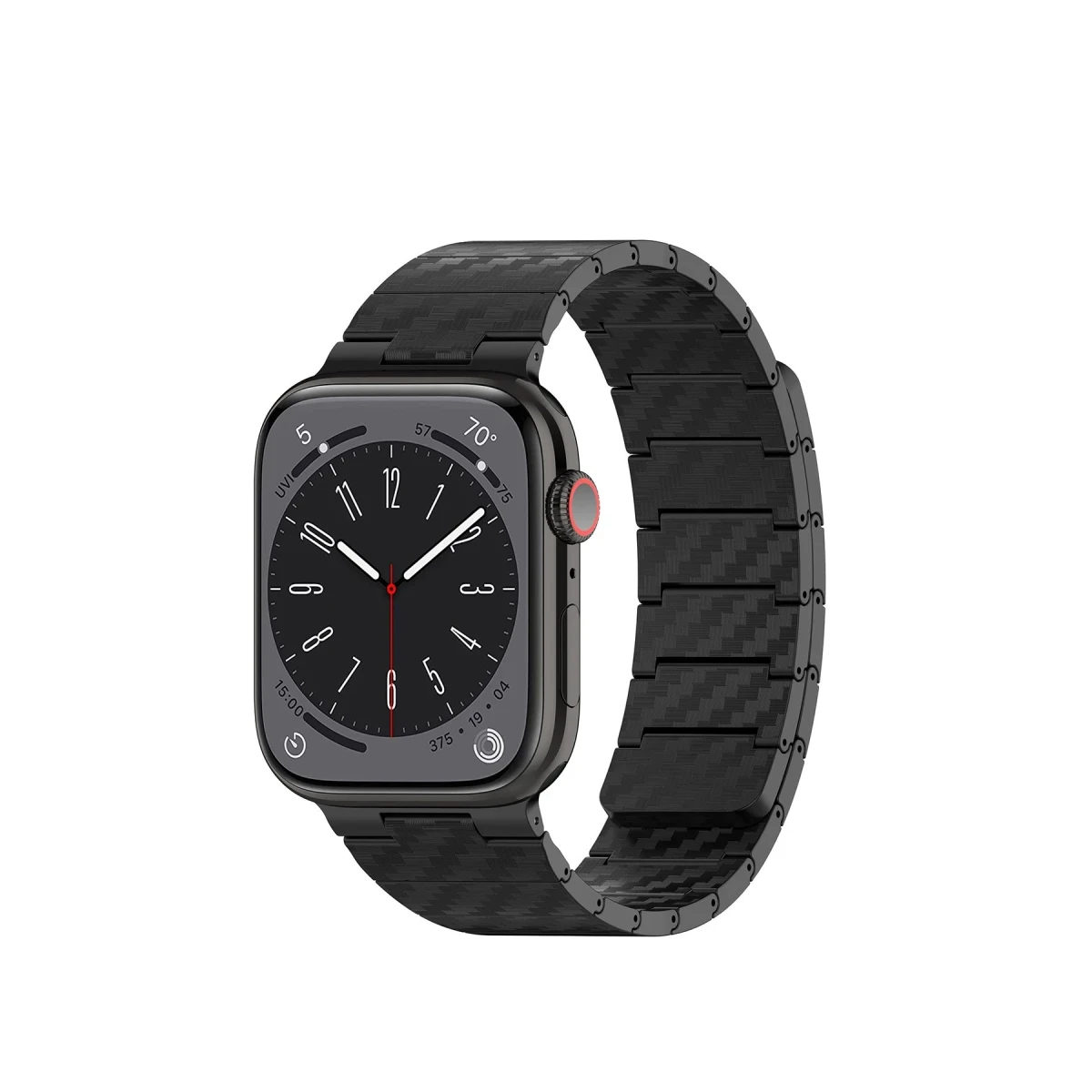 Movenchy Apple Watch 45mm Carbon Steel Kordon - Siyah