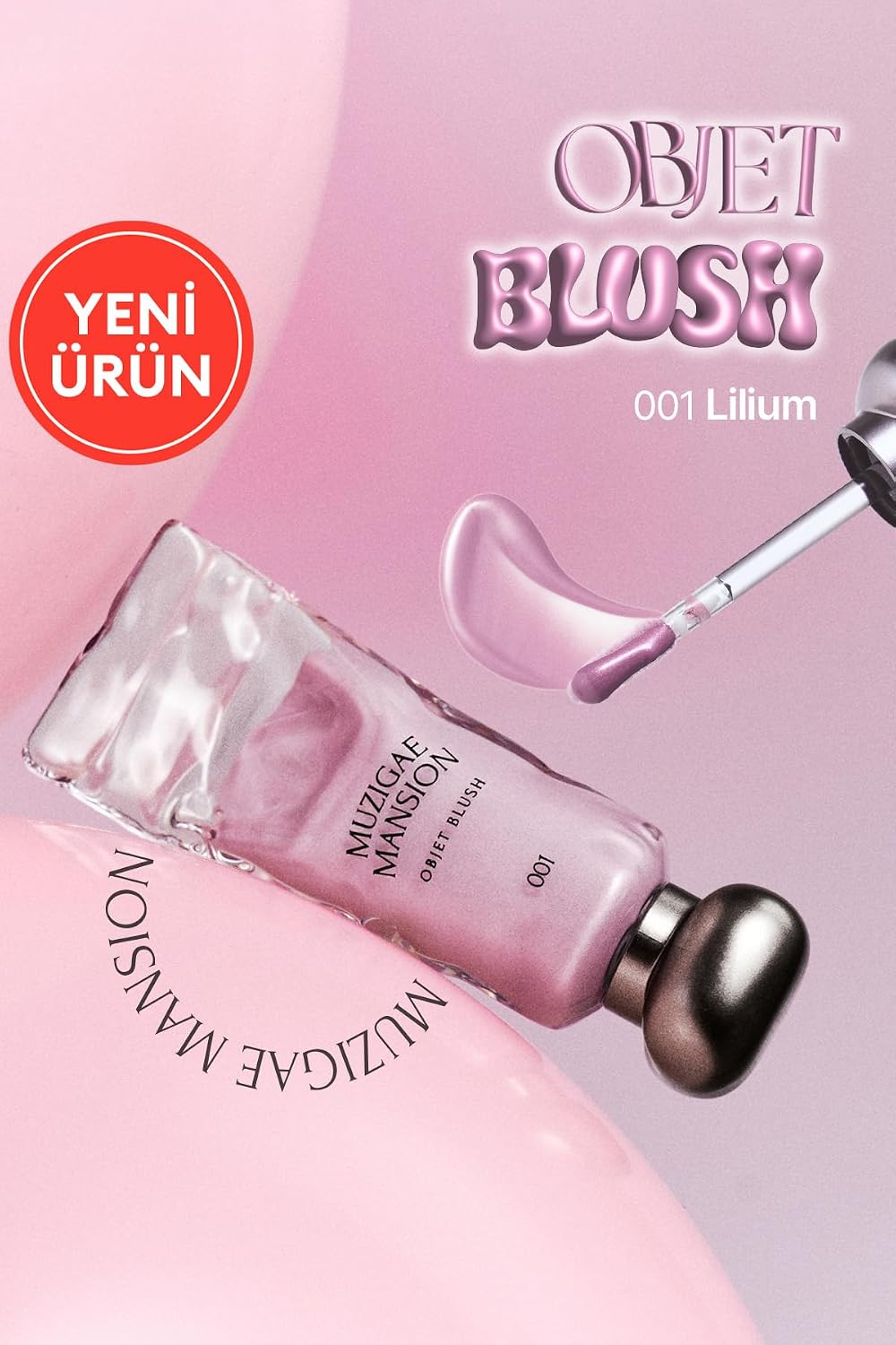 Hafif Yapılı, Ciltle Bütünleşen Parlak Bitişli Likit Allık Objet Blush (001 Lilium)