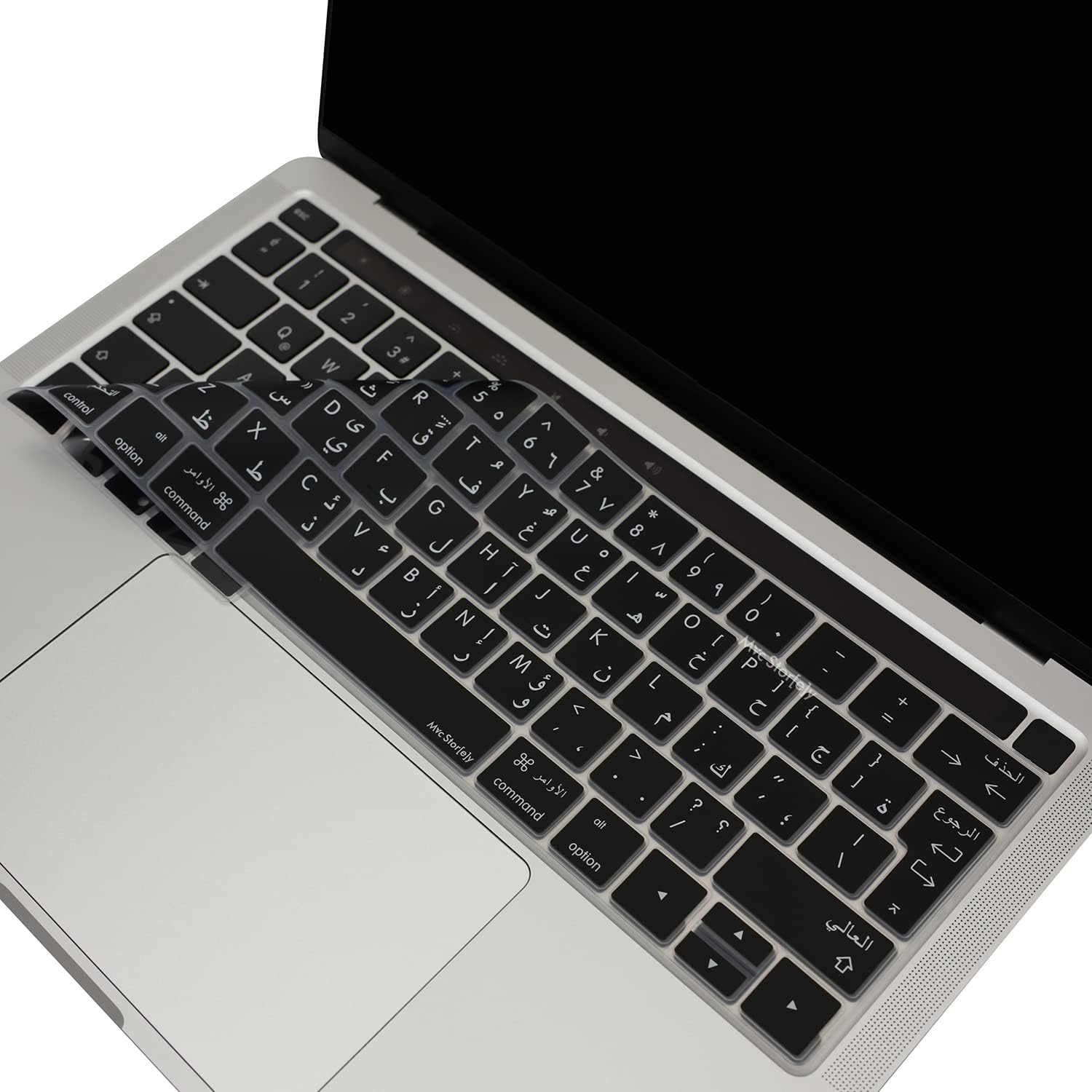 Arapça Klavye Koruyucu MacBook Pro 13 15 Touch Bar Uyumlu A1706 A1989 A2159 A1707 A1990 | UK ISO Ters L Enter | Arapça Baskılı Silikon Keyboard Cover Siyah