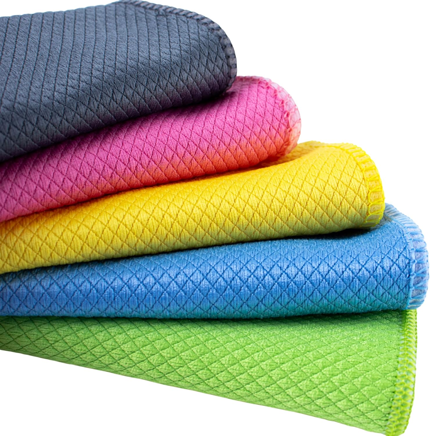 Sihirli Temizlik ve Kurulama Bezi, 5-Adet Karışık Renk Premium Baklava Mikrofiber Bez Seti 40x40 cm, İz Tüy Leke Bırakmaz Emici Koku Yapmaz Çabuk Kuruyan Cam Hassas ve Genel Temizlik Bezi
