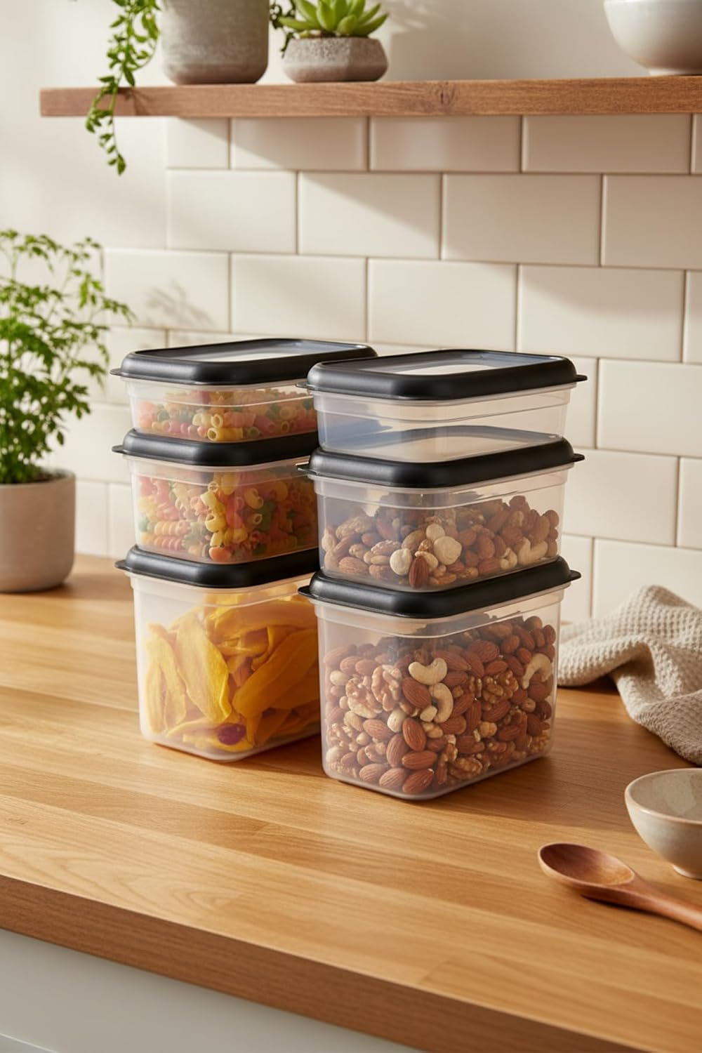 Hide Plus 6'Lı Saklama Kabı Siyah (2X 1,9Lt - 2X 1 Lt - 2X 0,70 Lt)