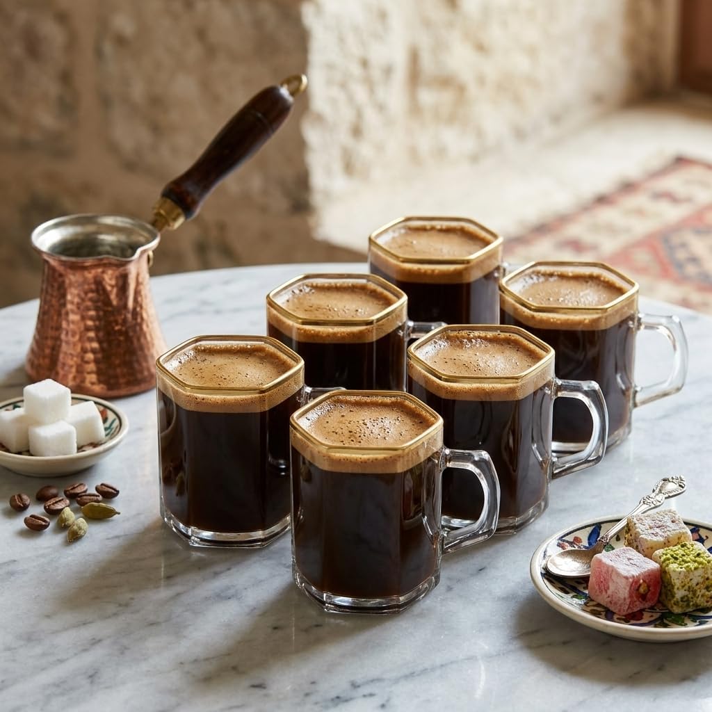 6'lı Borosilikat Cam Kupa Seti - Isıya Dayanıklı, İnce ve Hafif Çay, Türk Kahvesi ve Espresso Bardağı Takımı (150 ml)