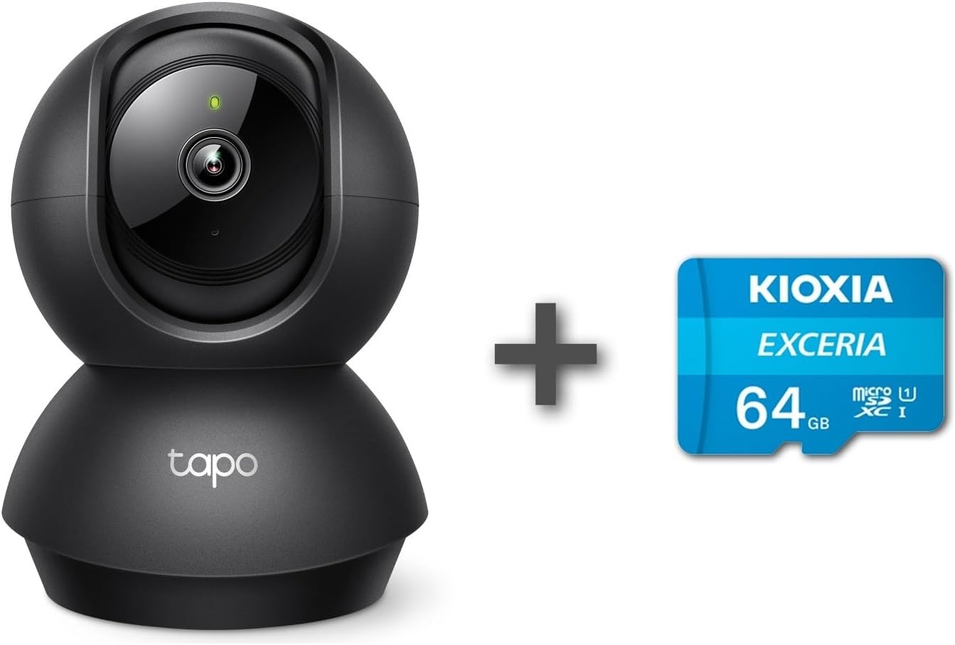 Tapo C211 2K 3MP Yatay ve Dikey Ev Güvenliği Wi-Fi Kamerası, Gece Görüşü, IP66 Su Geçirmez, Siyah Renk + 64GB Kioxia MicroSD Bellek