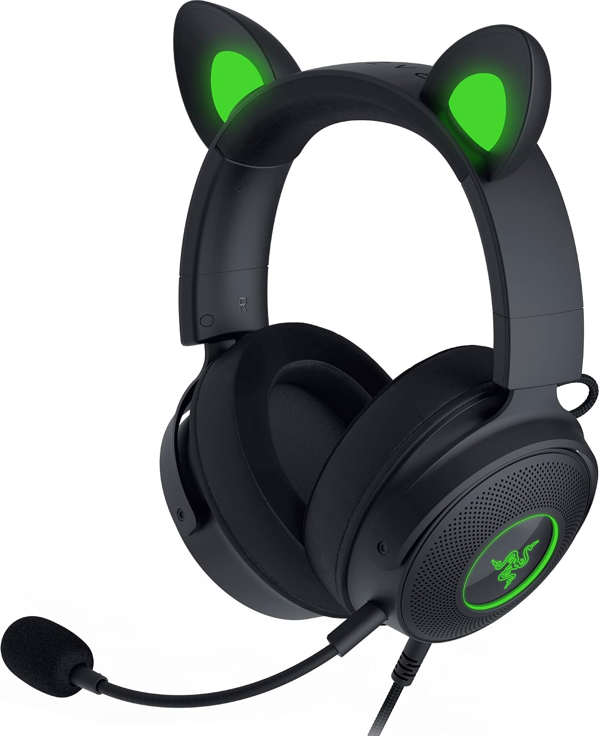 Kraken Kitty V2 Pro - Değiştirilebilir Kulaklı Kablolu RGB Kulaklık (Değiştirilebilir Kitty, Ayı ve Tavşan Kulakları; Reaktif Akış Aydınlatması) Siyah