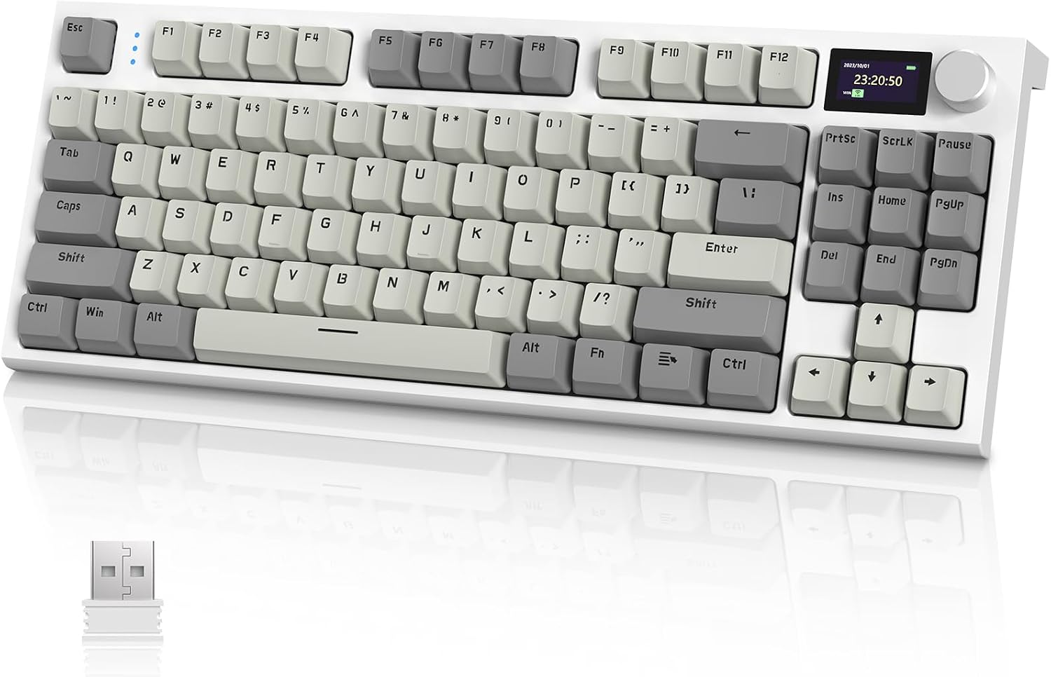 RK86 Kablosuz Mekanik Klavye, Gaming Klavye Conta Montajlı, 3 Mod (2.4Ghz/Bluetooth/Type C) Apex Pro TKL RGB 75% Oyuncu Klavyesi, TFT Renkli Ekran, Topuz, Hot Swappable Doğrusal Anahtar