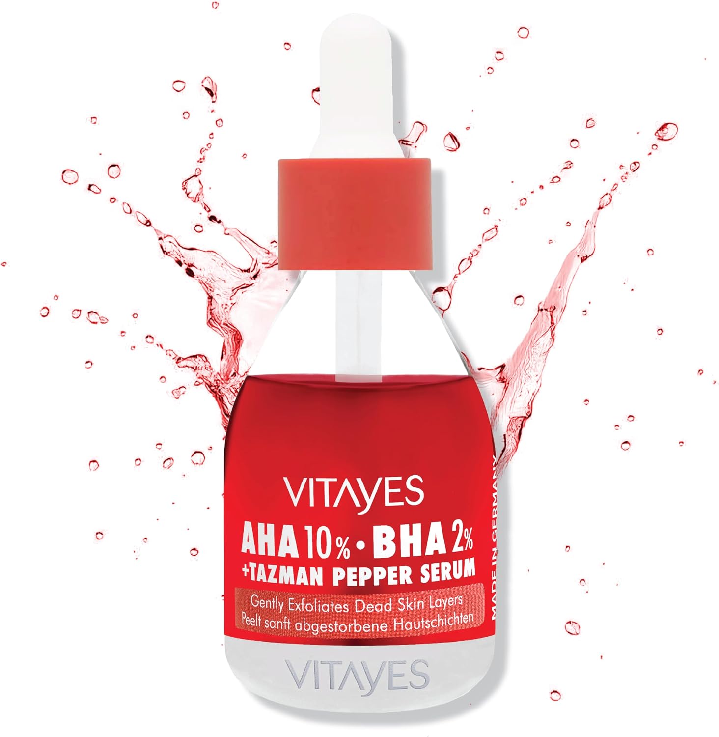 AHA%10 BHA%2 Kırmızı Peeling Cilt Serumu - Gözenek Sıkılaştırıcı, Cilt Canlandırıcı, Yenileyici, Ton Eşitleyici, Arındırıcı, Siyah Nokta ve Akne Karşıtı, Anti-Aging, Yaşlanma Karşıtı 30 ml