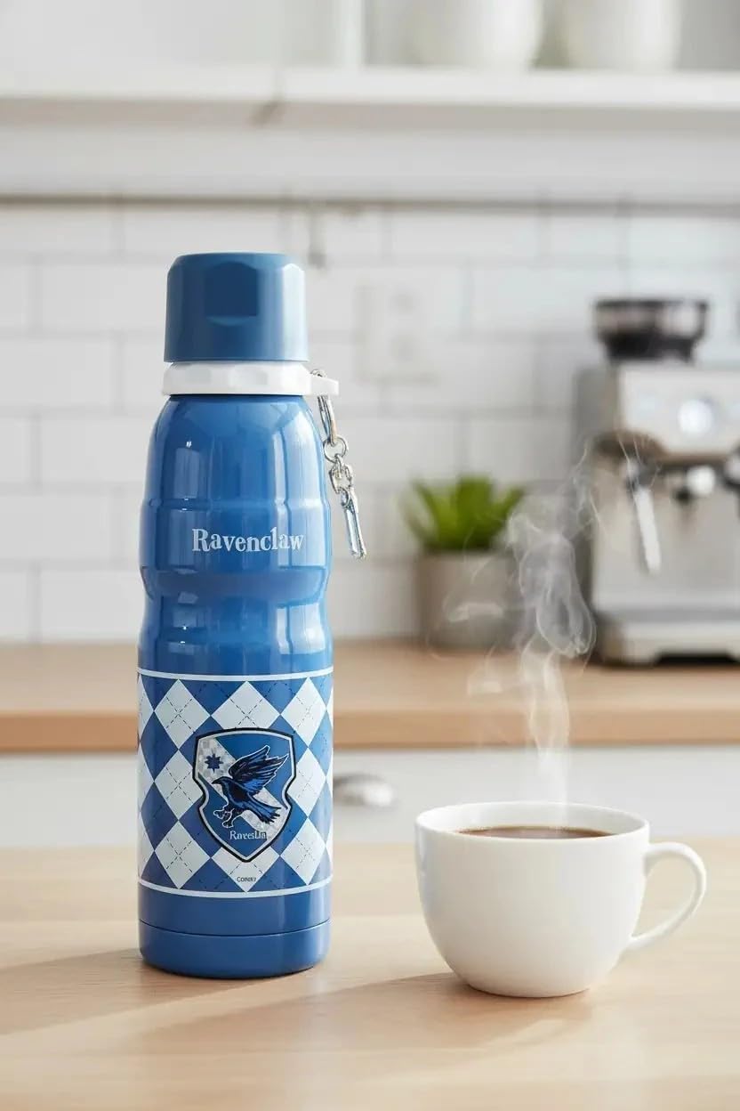 Harry Potter Lisanslı Charmlı Termos, 600 ml Kapasite, Mavi