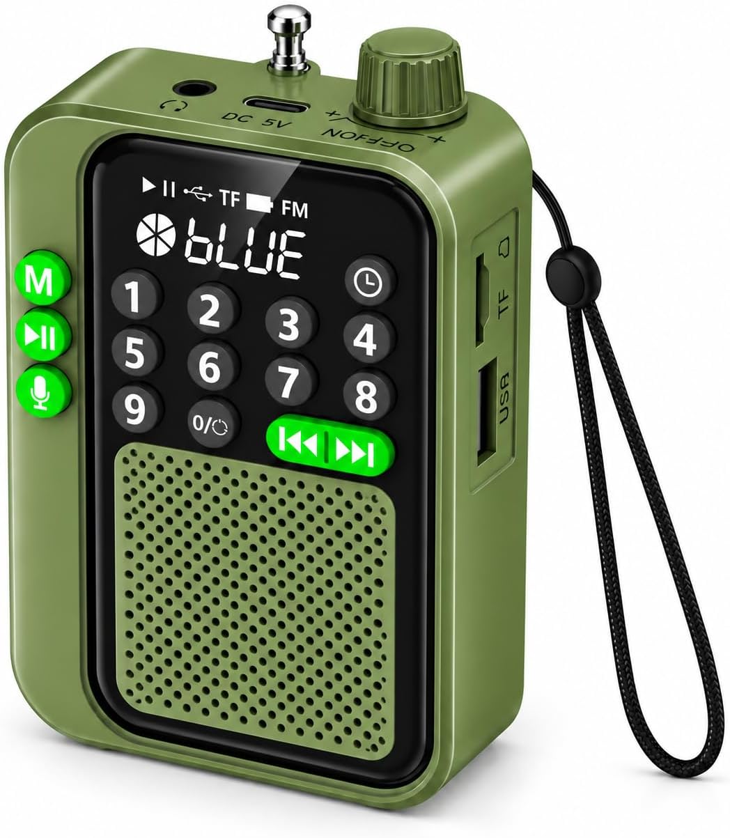 C9 Bluetooth Şarjlı Radyo USB & TF Kart Okuyucu Deprem Çantasına Uygun FM Radyo, Haki