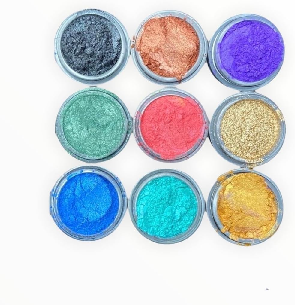 9 Adet Mini Sedef Toz Pigment Boya Seti Renk Pigment Boya 9x10ml