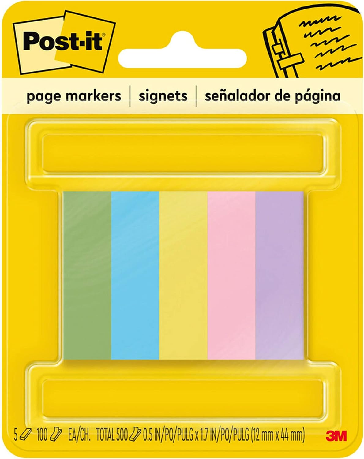 page i aretleri, be Assorted Ultra Colors, 5 PADS of 100 Strips/Paket