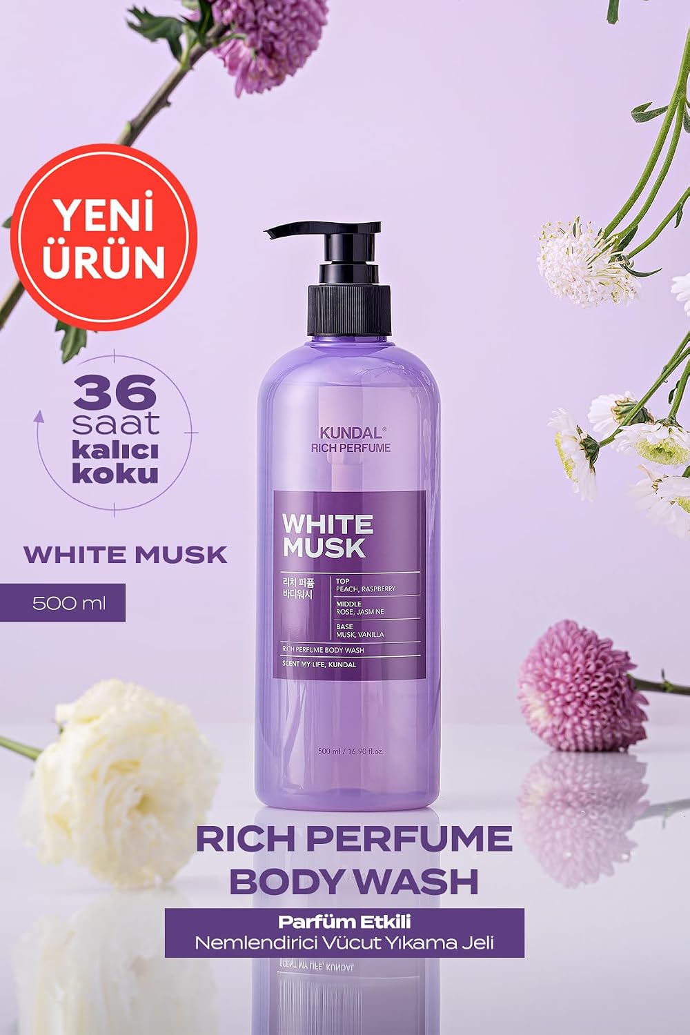 Parfüm Etkili Besleyici ve Nemlendirici Vücut Yıkama Jeli Rich Perfume Body Wash 500ml (White