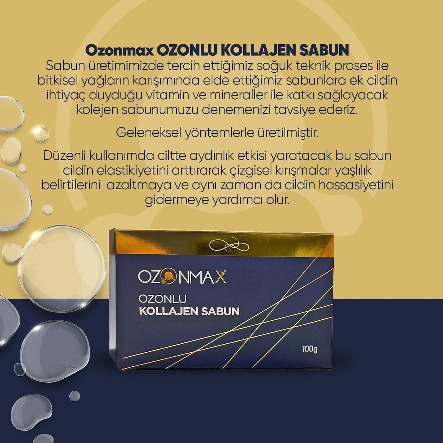 Ozonlu Kollejen Sabun (Cilt elastikiyeti sağlar, cilde güç ve esneklik kazandırır.