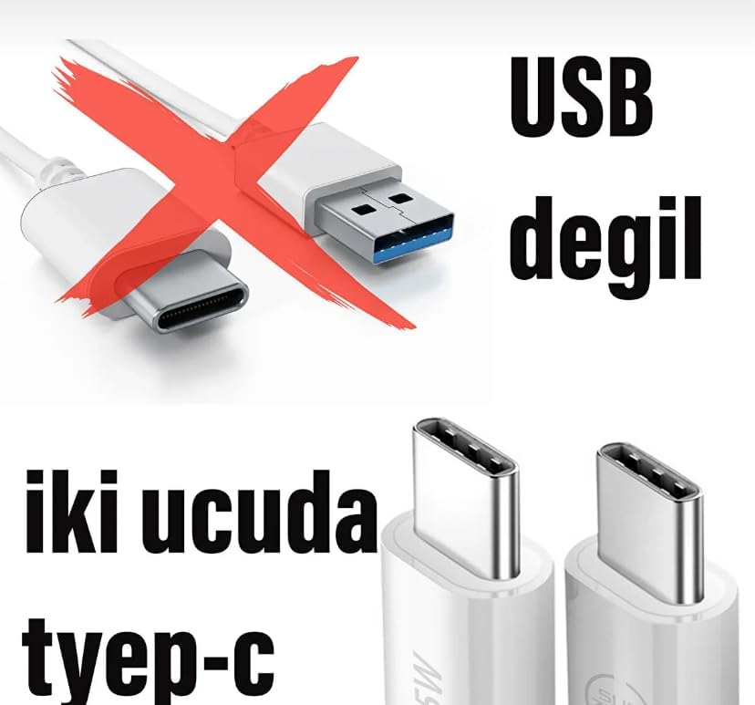 Type C to Type C Şarj Kablosu 30W 2 Metre Uzun Pd Çift Taraflı Usb C Hızlı Şarj ve Data Kablosu Beyaz