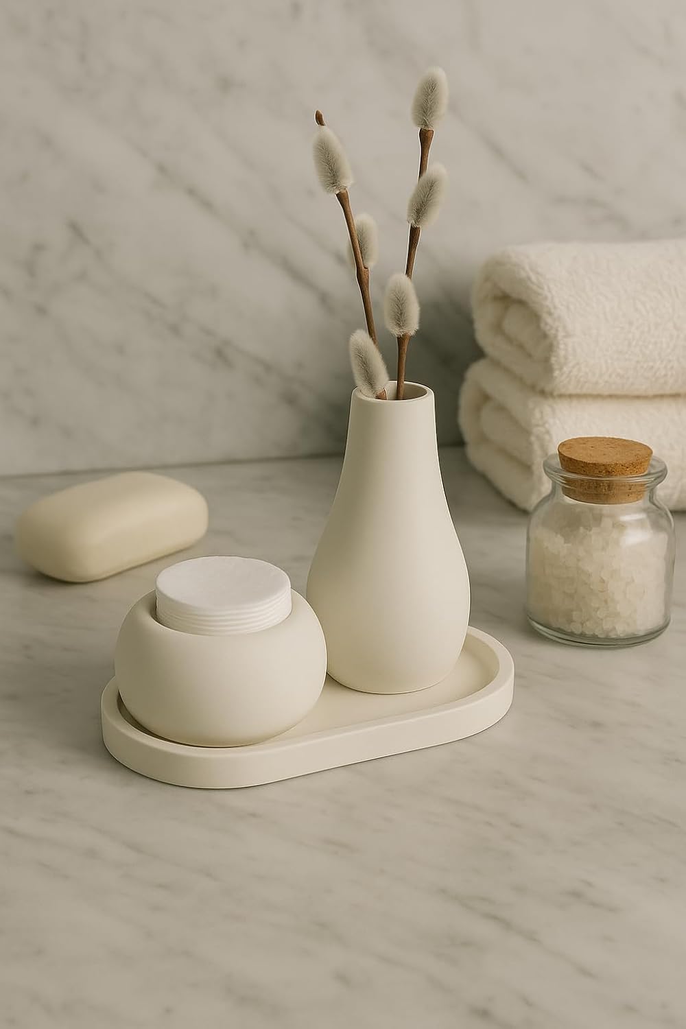 3 Parça El Yapımı Masaüstü Organizer Set – Minimalist Kalemlik, Mumluk ve Tepsi – Modern Masa Dekoru