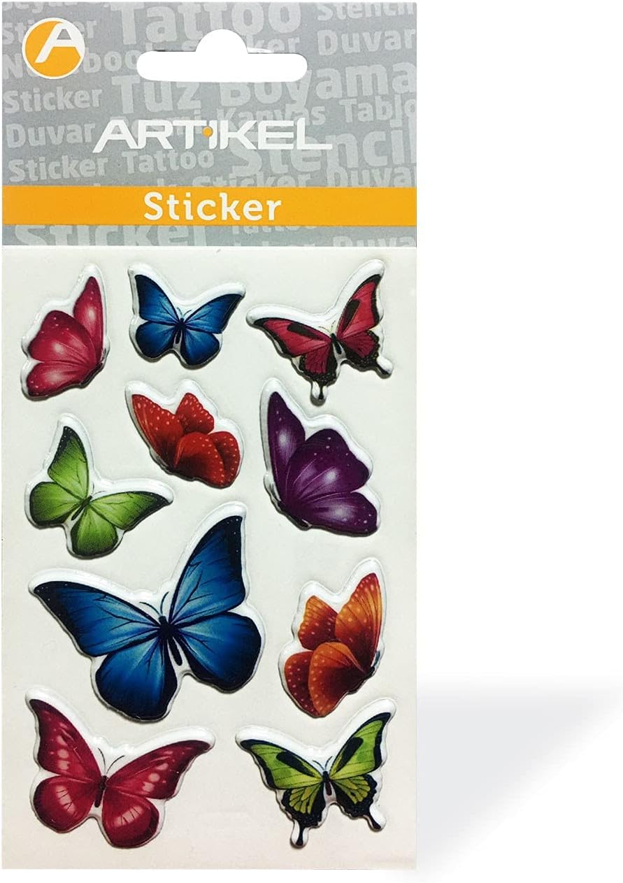 PM-957 Kelebekler Puffy Sticker, Puffy Çıkartma 7,5X11,5 cm