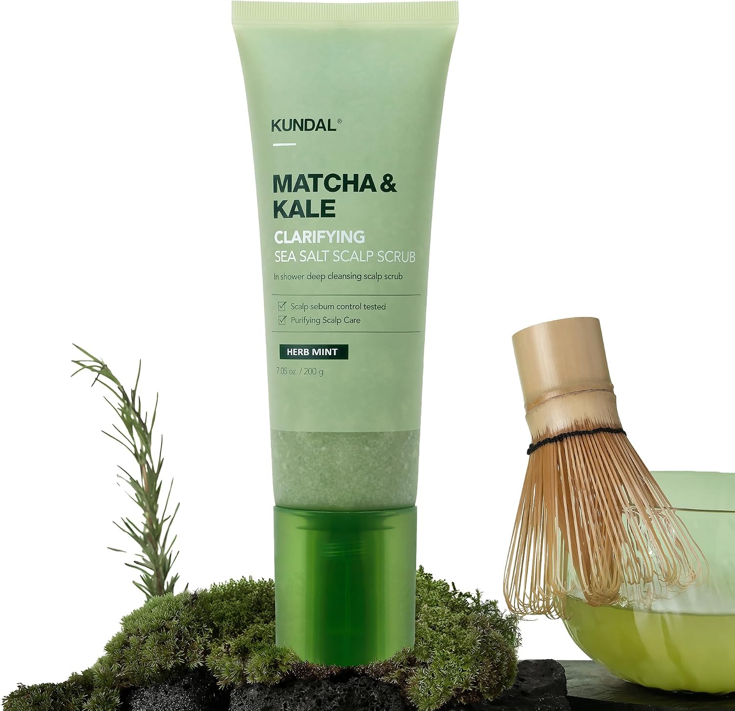 Yağlı Saçlara Dökülme Karşıtı Saç Derisi Peelingi Matcha&Kale Clarifying Sea Salt Scalp Scrub