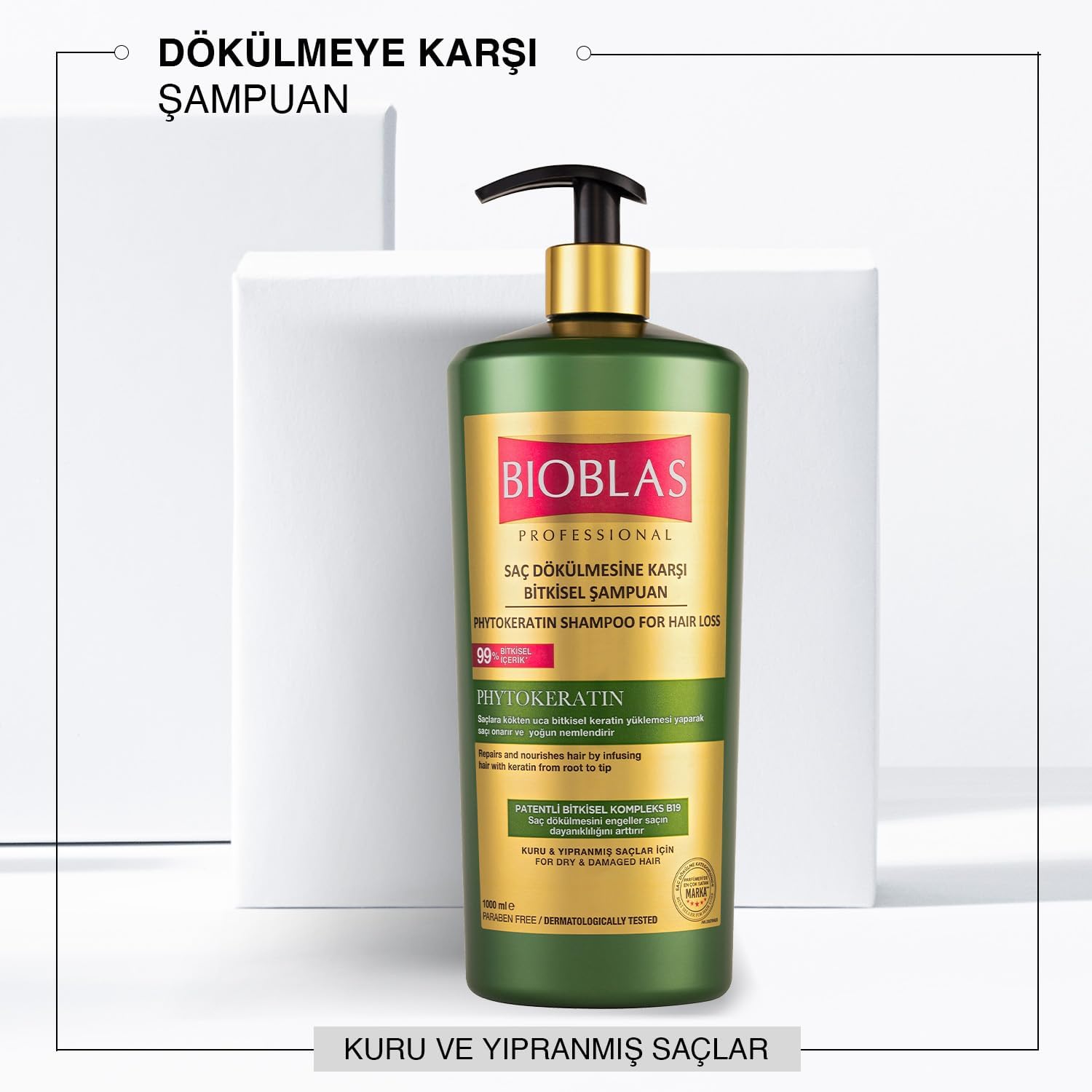 Phytokeratin Şampuan – Saç Dökülmesine Karşı, Onarıcı & Güçlendirici Etki, Bitkisel Keratin İçerikli, 1000 ml