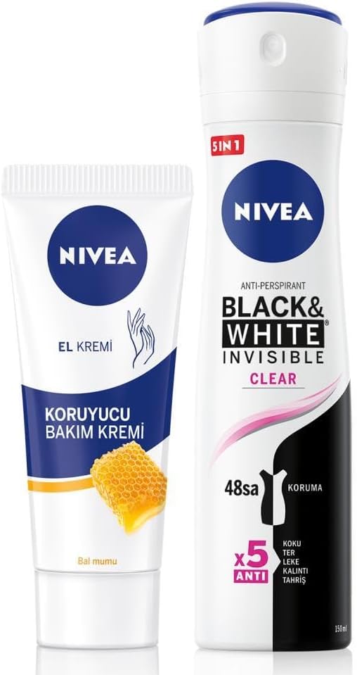 Kadın Sprey Deodorant Black&White 150ml ve Nemlendirici Korucuyu El Bakım Kremi 75ml