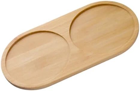 2 Bölmeli Oval Doğal Bambu Sunum Tabağı - 23x12 cm Yuvarlak Hatlı Çerezlik, Sosluk ve Kahvaltılık