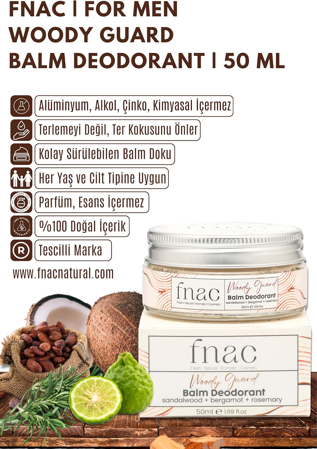 %100 Doğal İçerikli Ter Kokusu Önleyici Krem Deodorant|Alüminyumsuz Alkolsüz Doğal Deodorant|Erkek