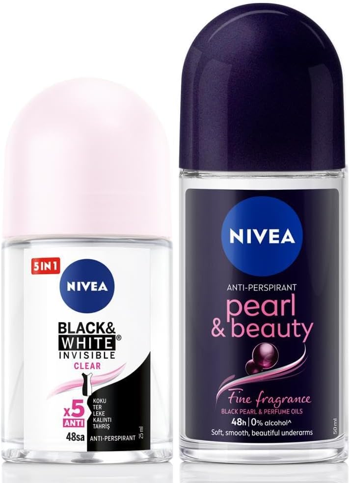 KADIN Roll-on Deodorant Pearl&Beauty 50ml ve Mini Roll-on Black&White 25ml, Bakımlı Koltuk Altı