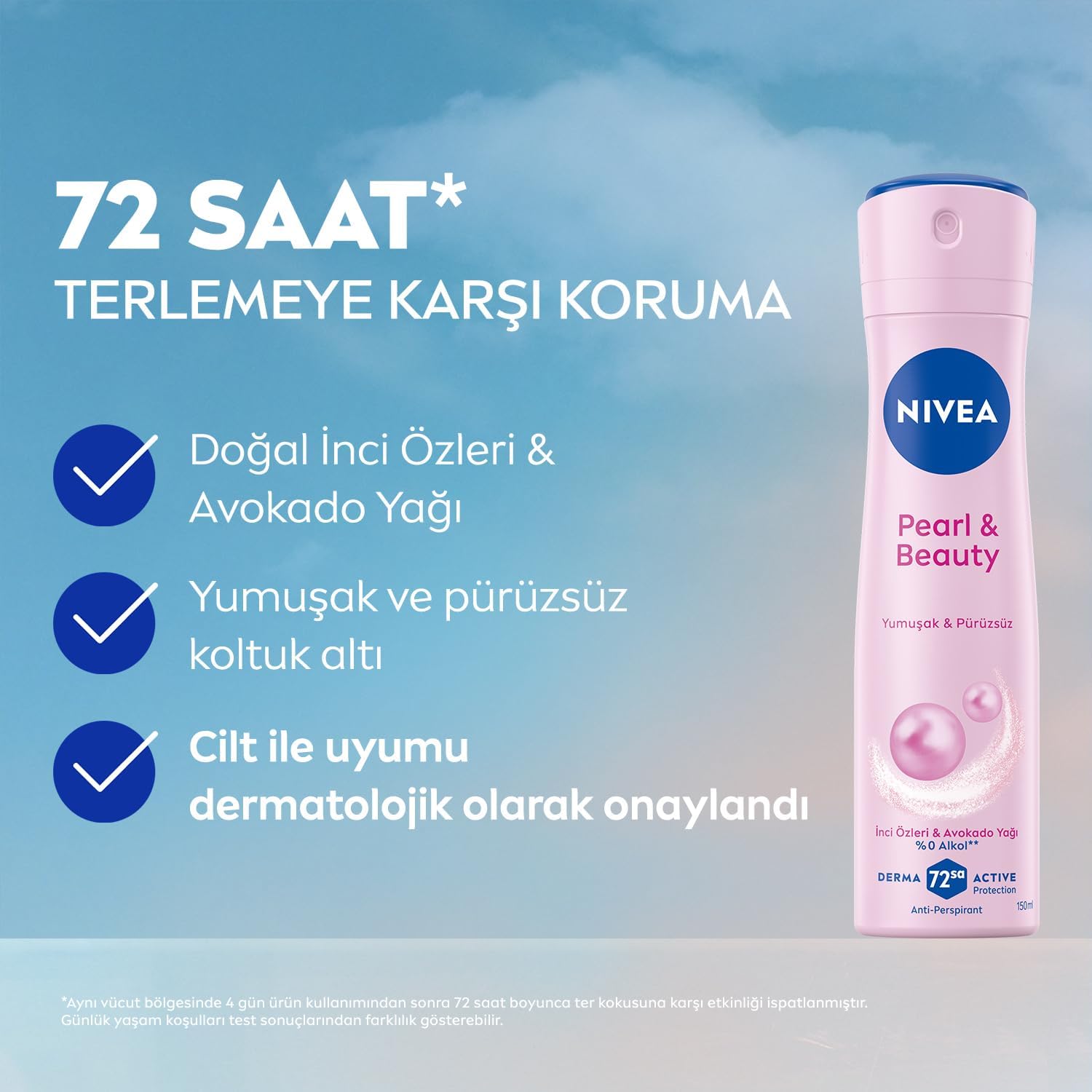 Kadın Sprey Deodorant Pearl&Beauty 150 ml,Terlemeye Karşı 72 Saat Anti-perspirant Koruma, x2 Adet, Pürüzsüz Koltuk Altı, Avantajlı Paket