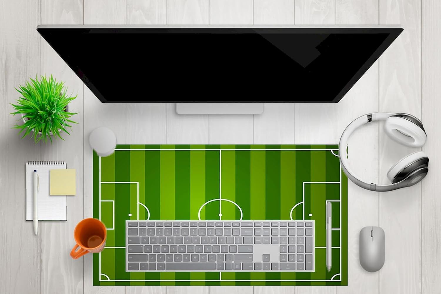Mikrofiber Dekoratif Mouse Pad, 7mm Kalınlık, Kaygansız Taban, Leke Tutmaz, Su Geçirmez, Ofis Aksesuarı (yeşil beyaz, 40x80cm)