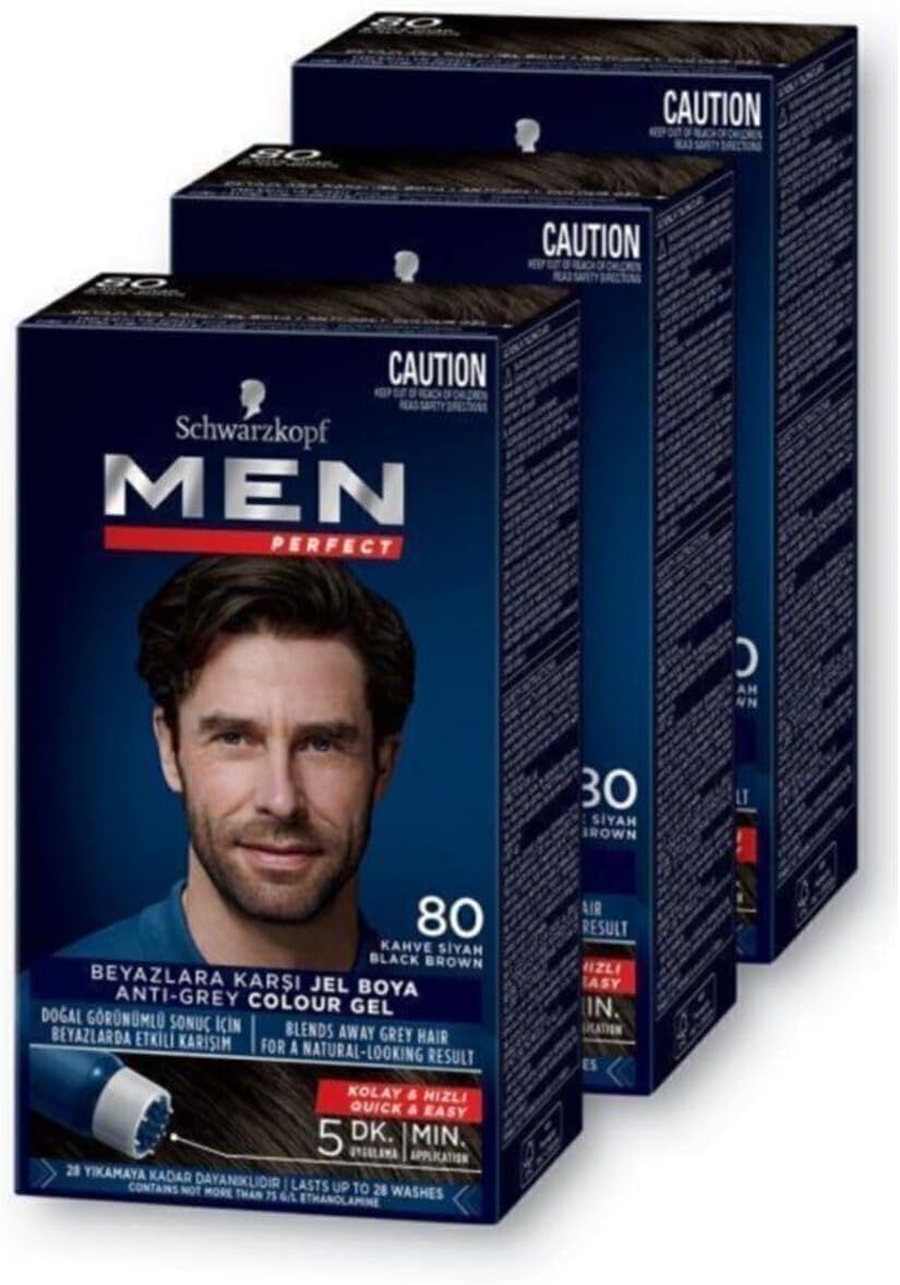 Schwarzkopf Saç Boyası 80- Kahve Siyah-Kolay Ve Hızlı Beyaz Kapama -3 Adet