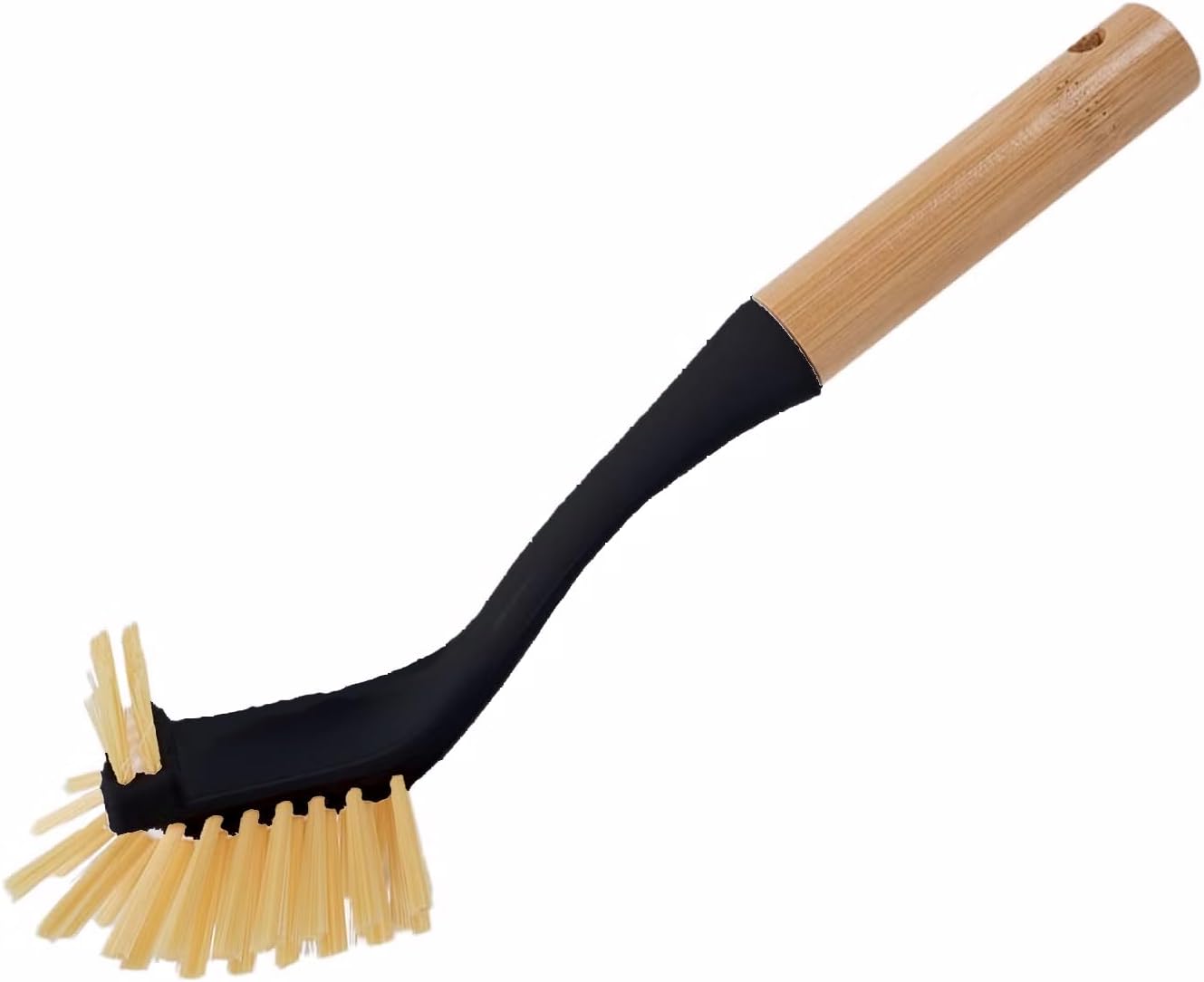 Çift Taraflı Bambu Saplı Temizlik Fırçası (Siyah)