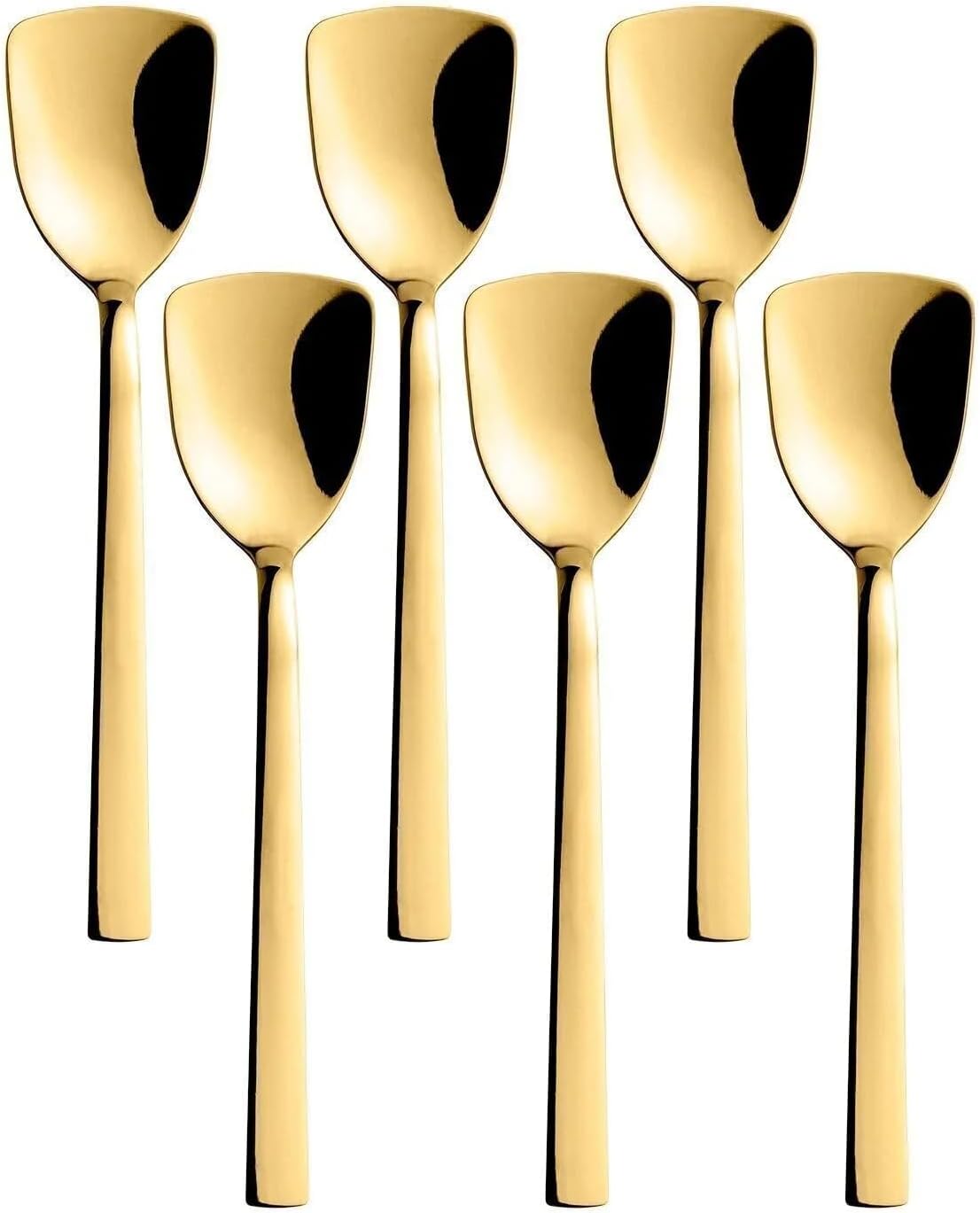 Gold Renk Paslanmaz Çelik Dondurma Kaşığı Seti, Çok Renkli, Titanyum Kaplama, 16 cm, 6 Adet