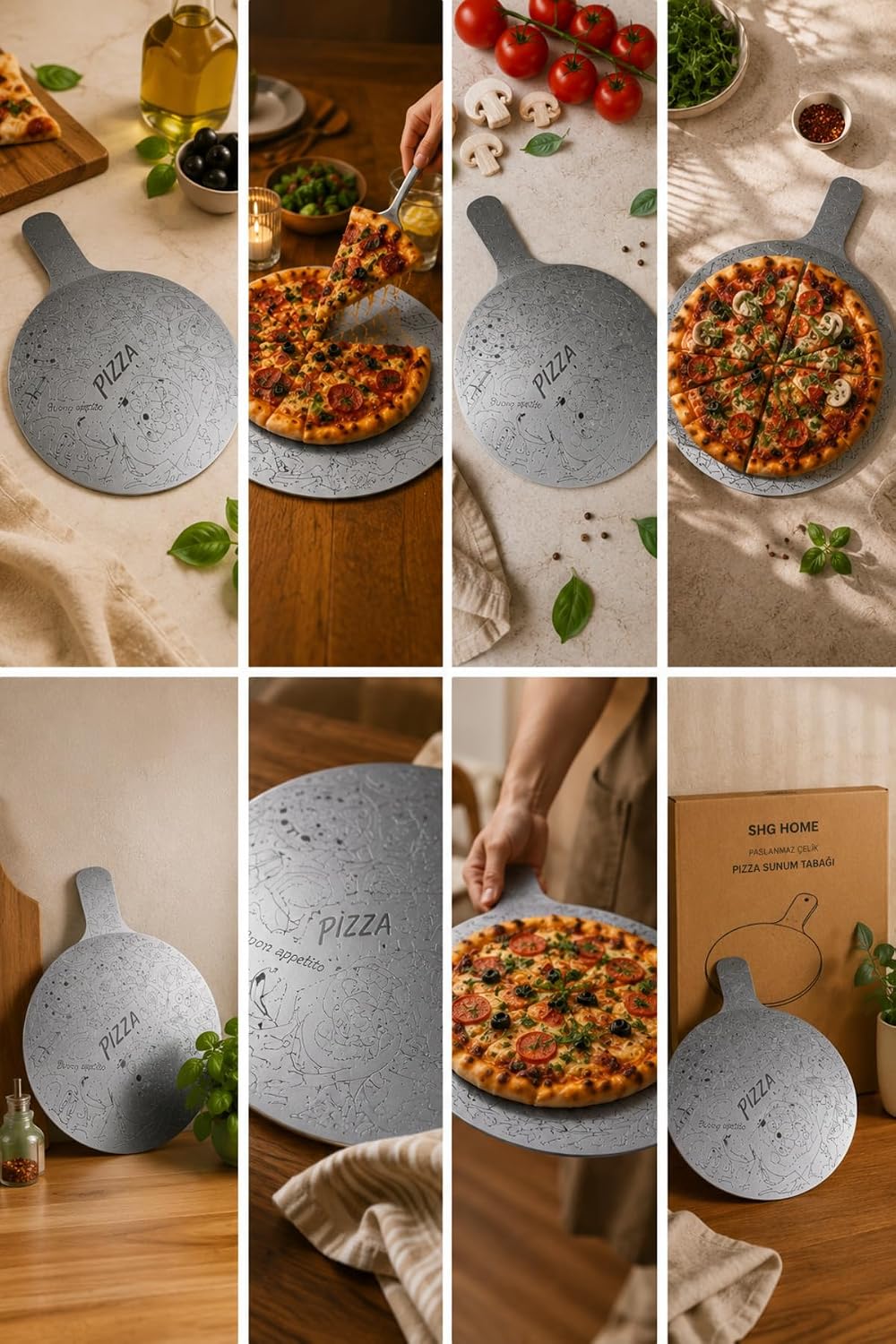 Paslanmaz Çelik Pizza Sunum Tabağı