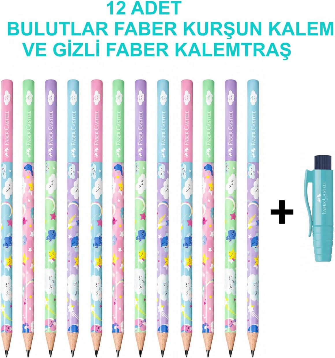 Bulutlar Kurşun Kalem 2B 12'li Set ve Gizli Kalemtraş