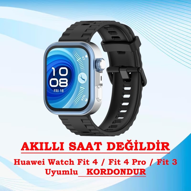 Huawei ile Uyumlu Watch Fit 5 Fit 5 Pro Fit 4 Fit 4 Pro Fit 3 Uyumlu Tokalı Silikon Lansman Kordon Kayış