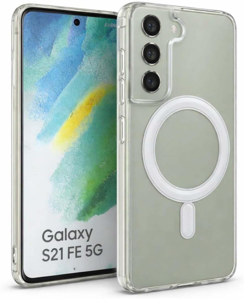 Fenza Samsung Galaxy S21 FE ile Uyumlu Güçlü Mıknatıslı MagSafe Şeffaf Kamera Korumalı Telefon Kılıfı