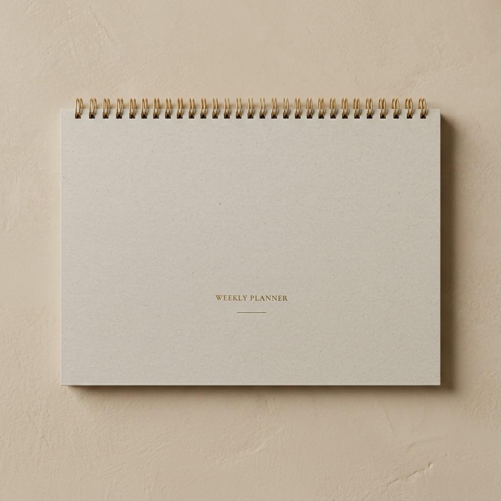 Paperto. 12 Aylık Spiralli Tarihsiz Haftalık Planlayıcı, A4 (21 × 29,7 cm), 52 Yaprak, 110 gr Ivory Kağıt, Haftalık Plan İngilizce