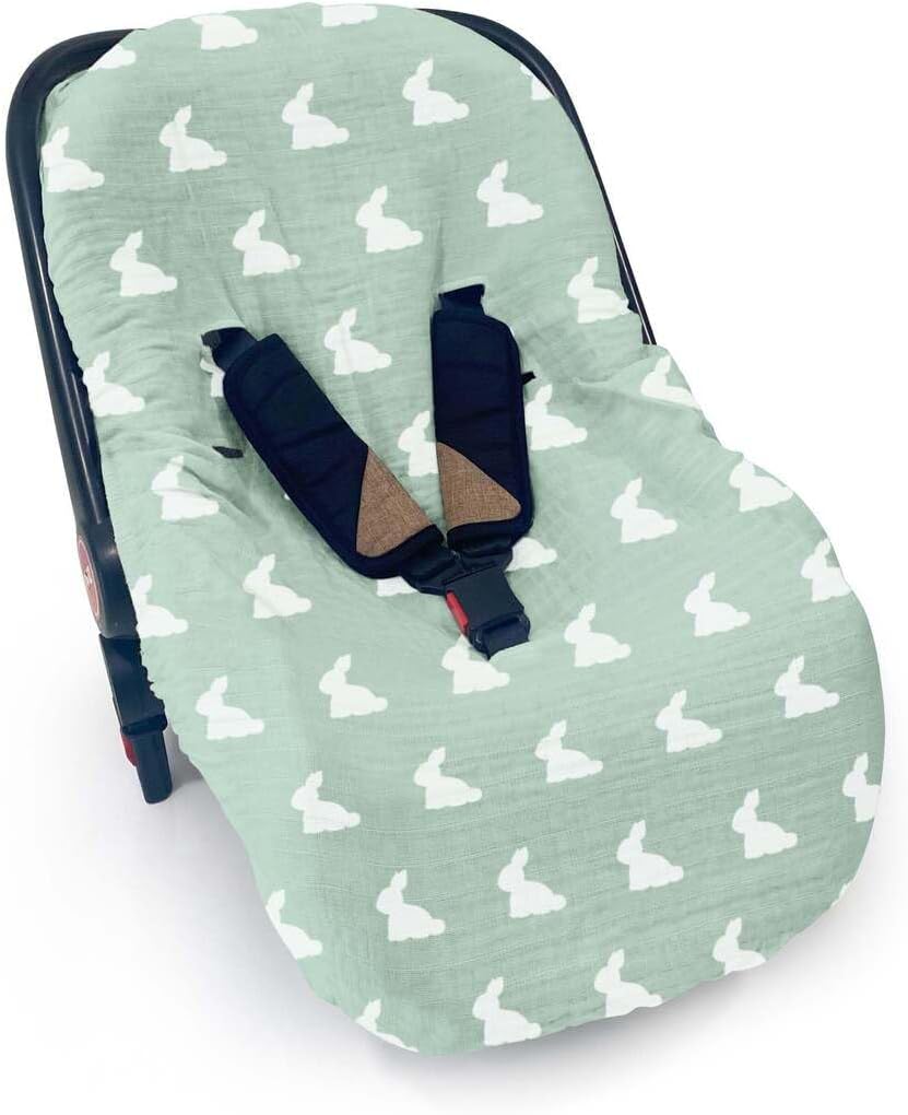 %100 Pamuk Müslin Ana Kucağı Kılıfı - Mono Lapin Matcha Green PSTKLF-MHG-000STD