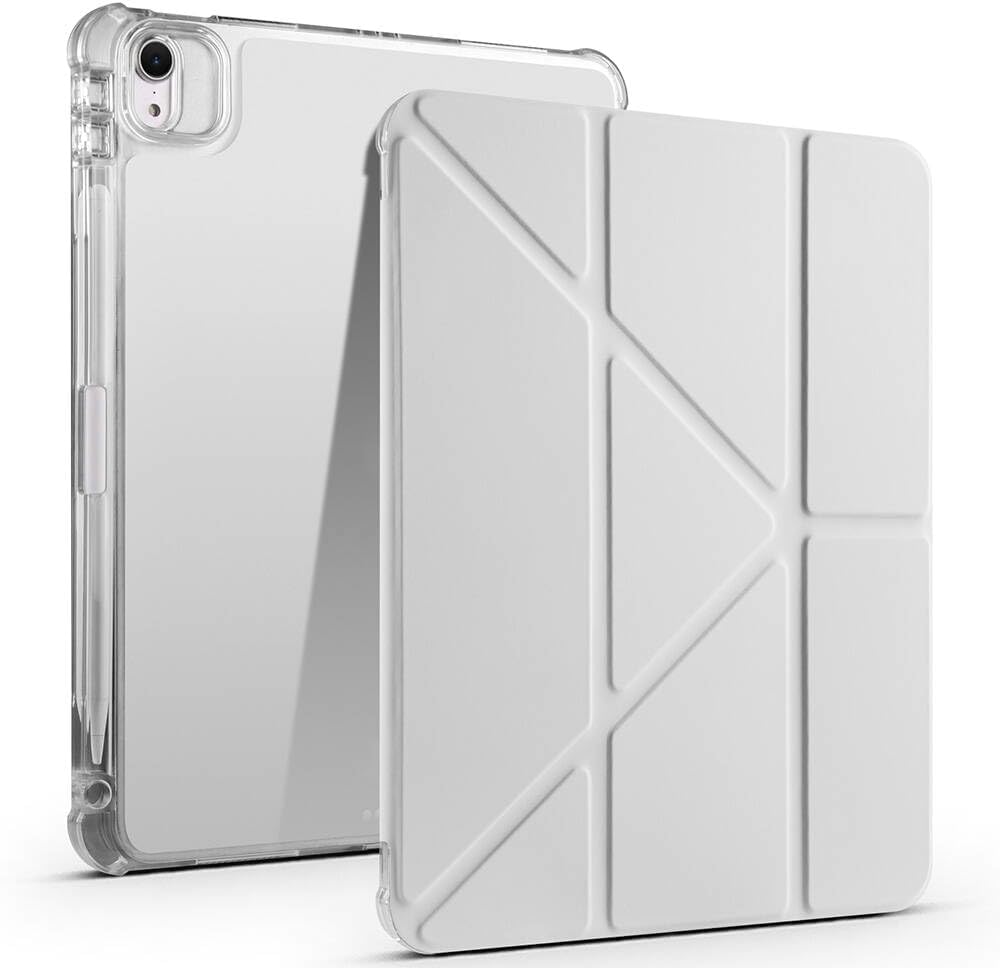 Apple iPad Air 11 2025 M3 Kılıf - Zore Tri Folding Kalem Bölmeli Standlı Kılıf, 4 Kademeli Stand, Darbe Koruyucu, Manyetik Ön Kapak (Gri)