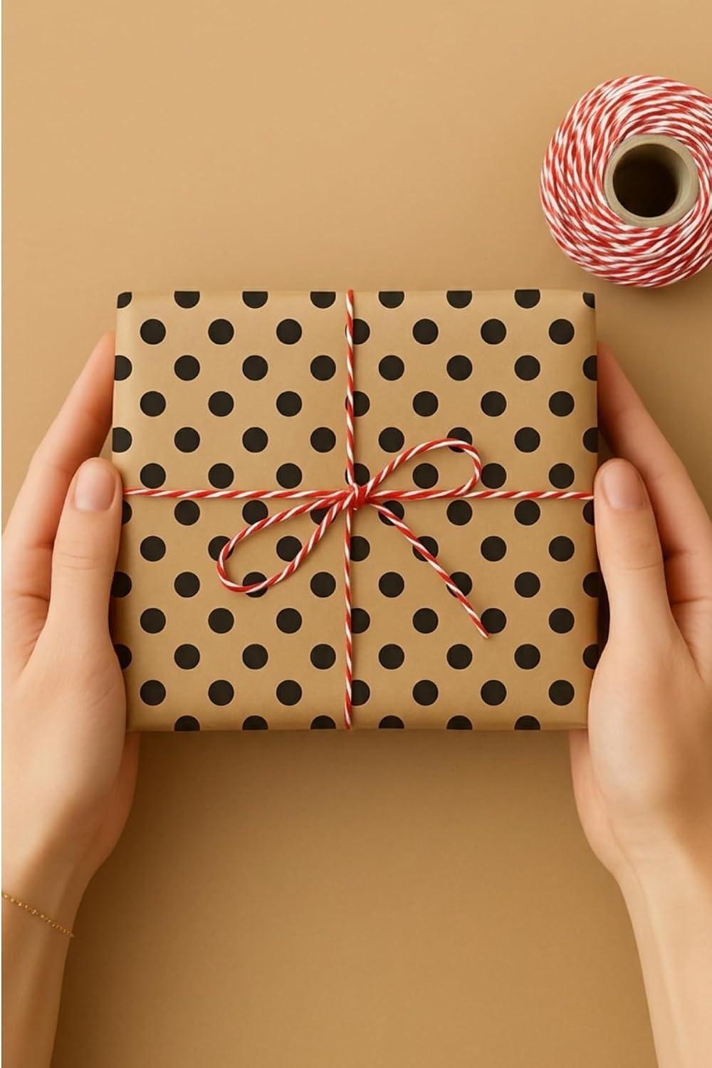 5 Adet Ambalaj Kağıdı, Hediye Paket Kağıdı, Kraft Puantiye (70x100cm)