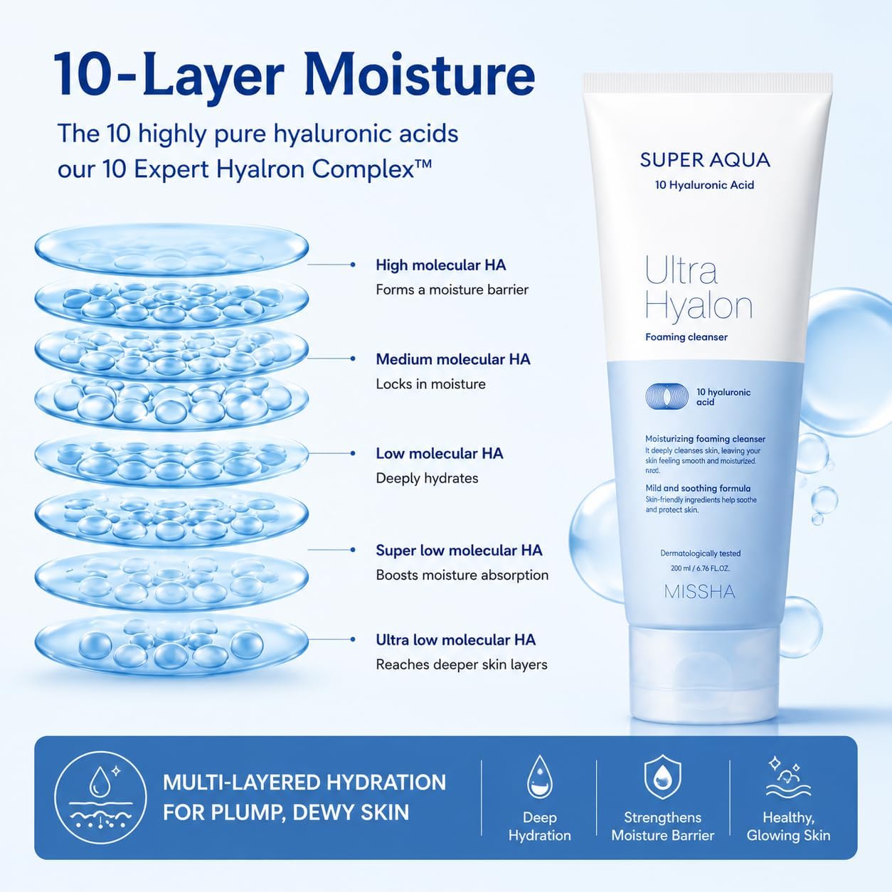 10 Çeşit Hyalüronik Asit İçeren Makyaj Temizleme Köpüğü200ml Super Aqua Ultra Hyalron Cleansing Foam