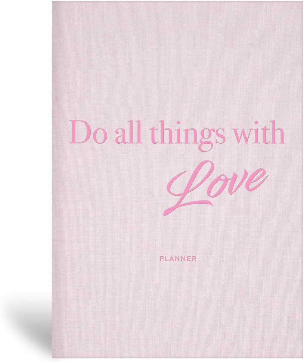15x21 Keten Süresiz Planlayıcı Ajanda Defter Pembe
