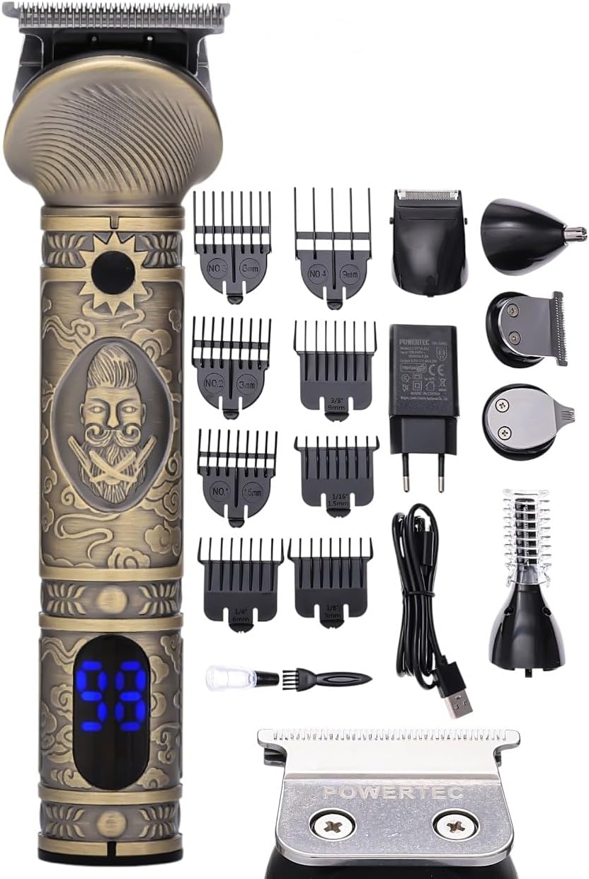 TR-1000 (6in1) 6 Başlıklı Erkek Bakım Kiti Saç Sakal Vücut Kulak Burun Kıl Tüy Alma Makinesi