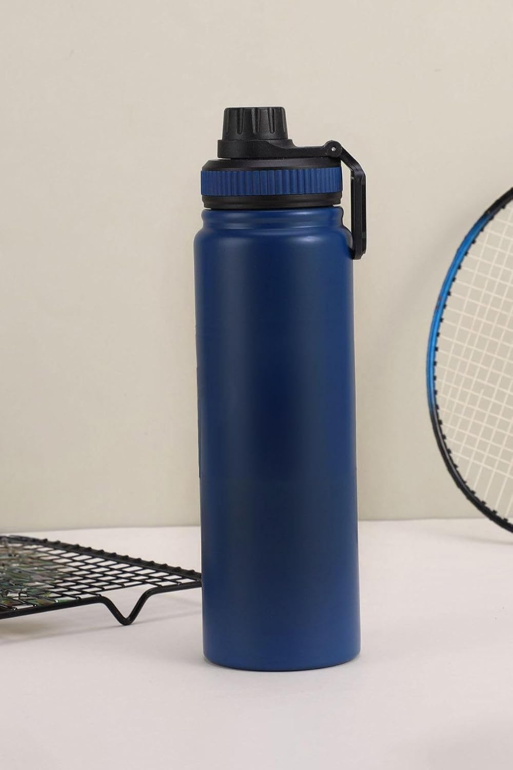 Çelik Lacivert 1000 ml Tutmalı Süzgeçli Kamp Termosu