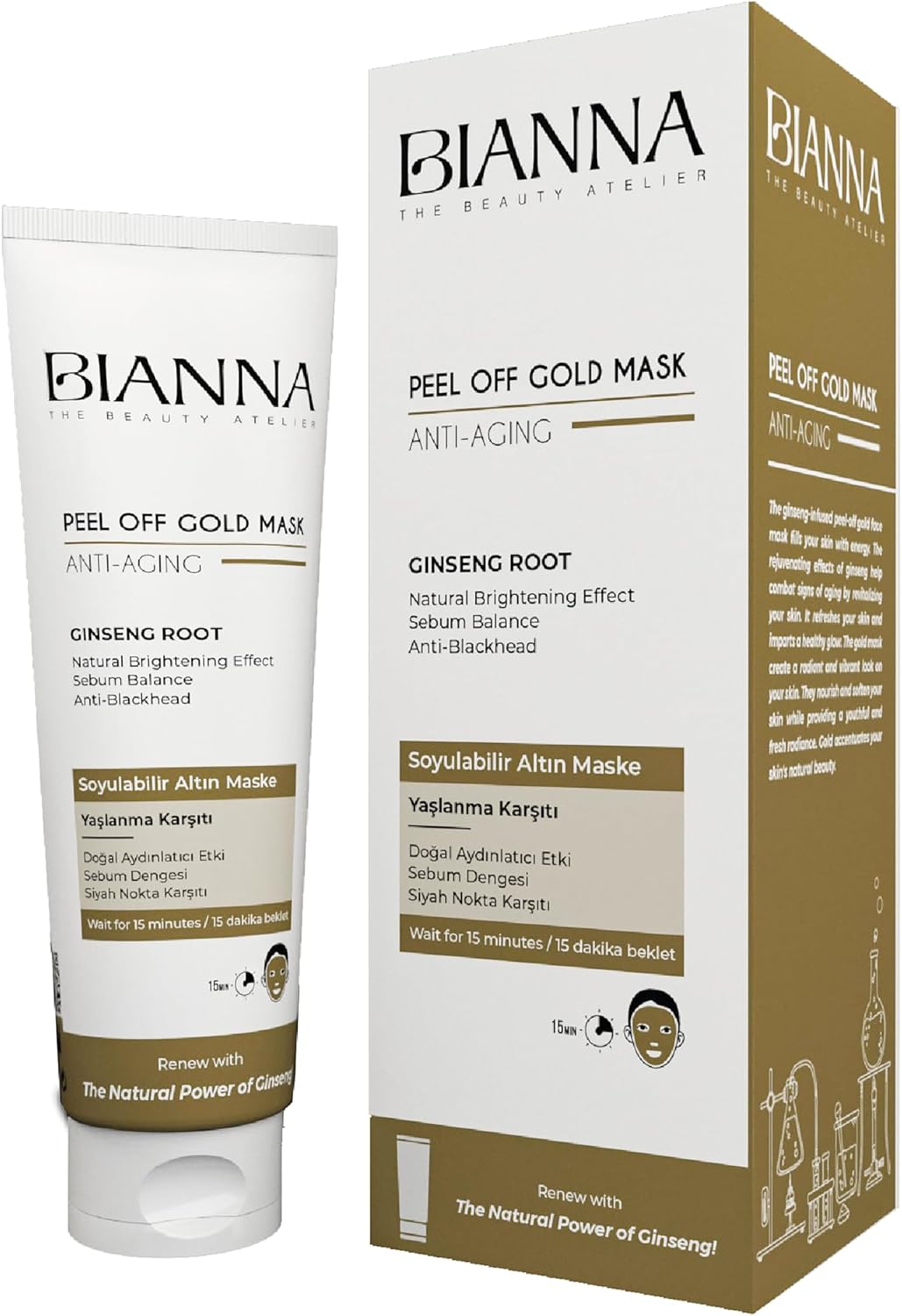 Altın Maske Antiaging Yaşlanma Karşıtı Soyulabilir Maske Ginseng Siyah Nokta Karşıtı Cilt Bakımı - 100 ml