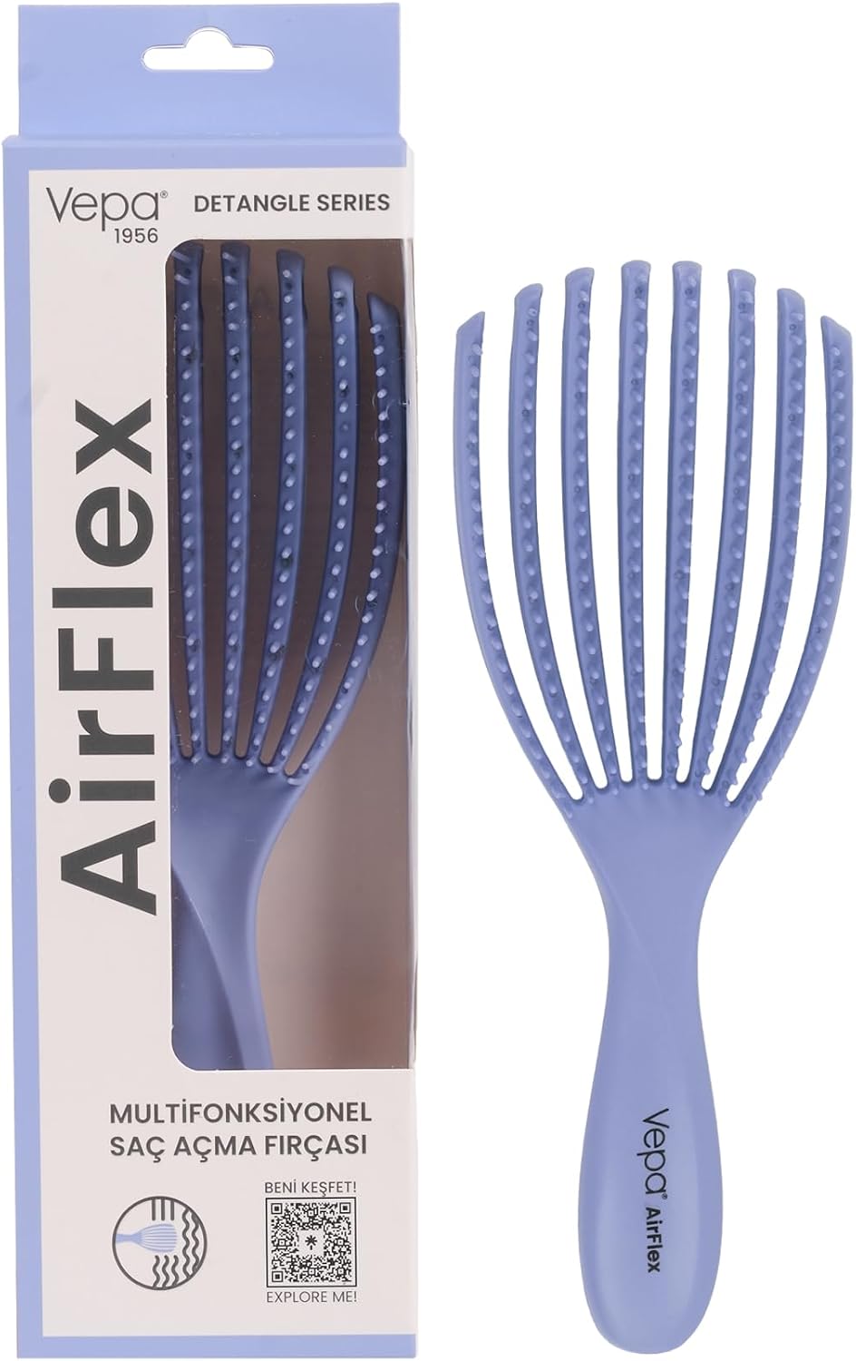 Airflex Dolaşık Saç Açma Fırçası, Kolay Tarama, Elektriklenme Önleyici Tarak (LİLA)
